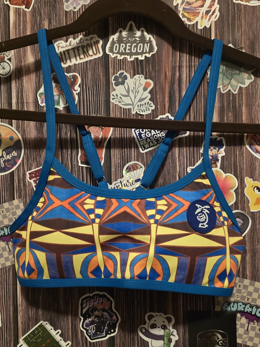 VB RAGS VOLLYBALL SPORTS BRA  - Blue & Multicolor Geometric
